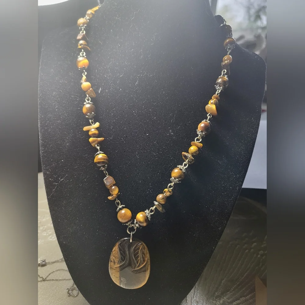Tigers Eye‎ Amber and Brown Beaded Necklace